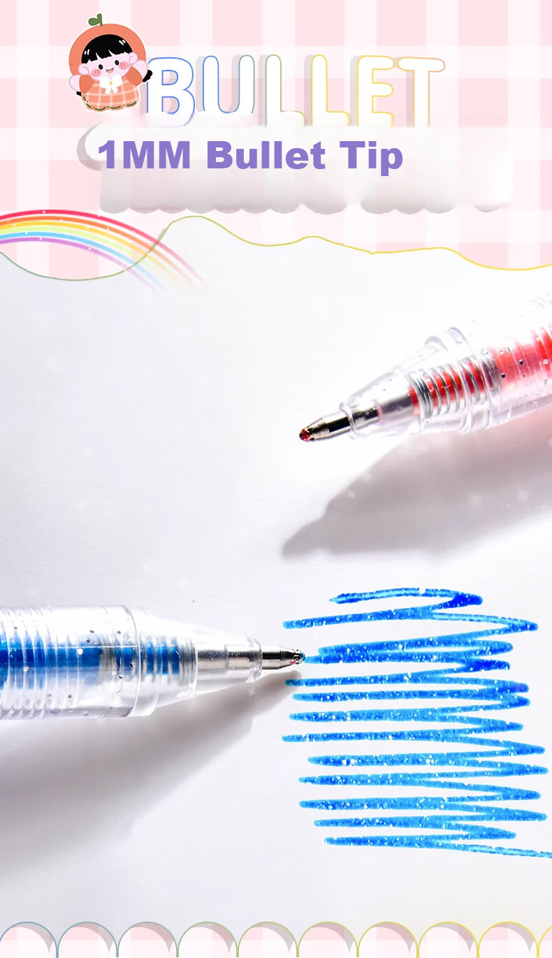 Mingyu Glitter Gel Pen Fluorescent Highlighter Colorful Shiny Highlighting Sand Pen Pearlescent Watercolor Pen Sparkling Glitter Marker Glowing Birthday Gift School Essential 12 Colors 4