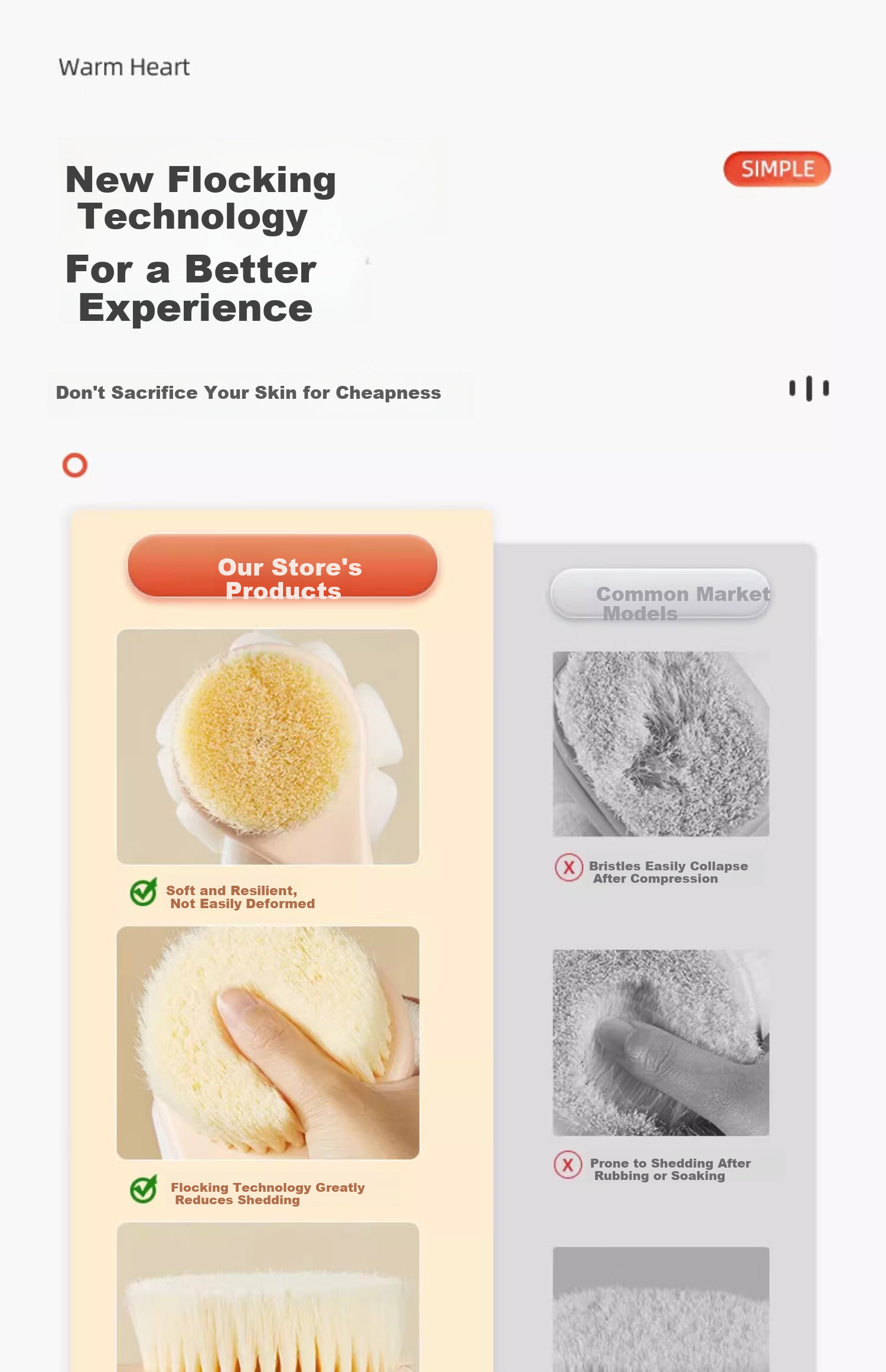 Youqin Long Handle Soft Bristle Double-Sided Bath Brush Exfoliating Scrub Brush Body Scrubber 3