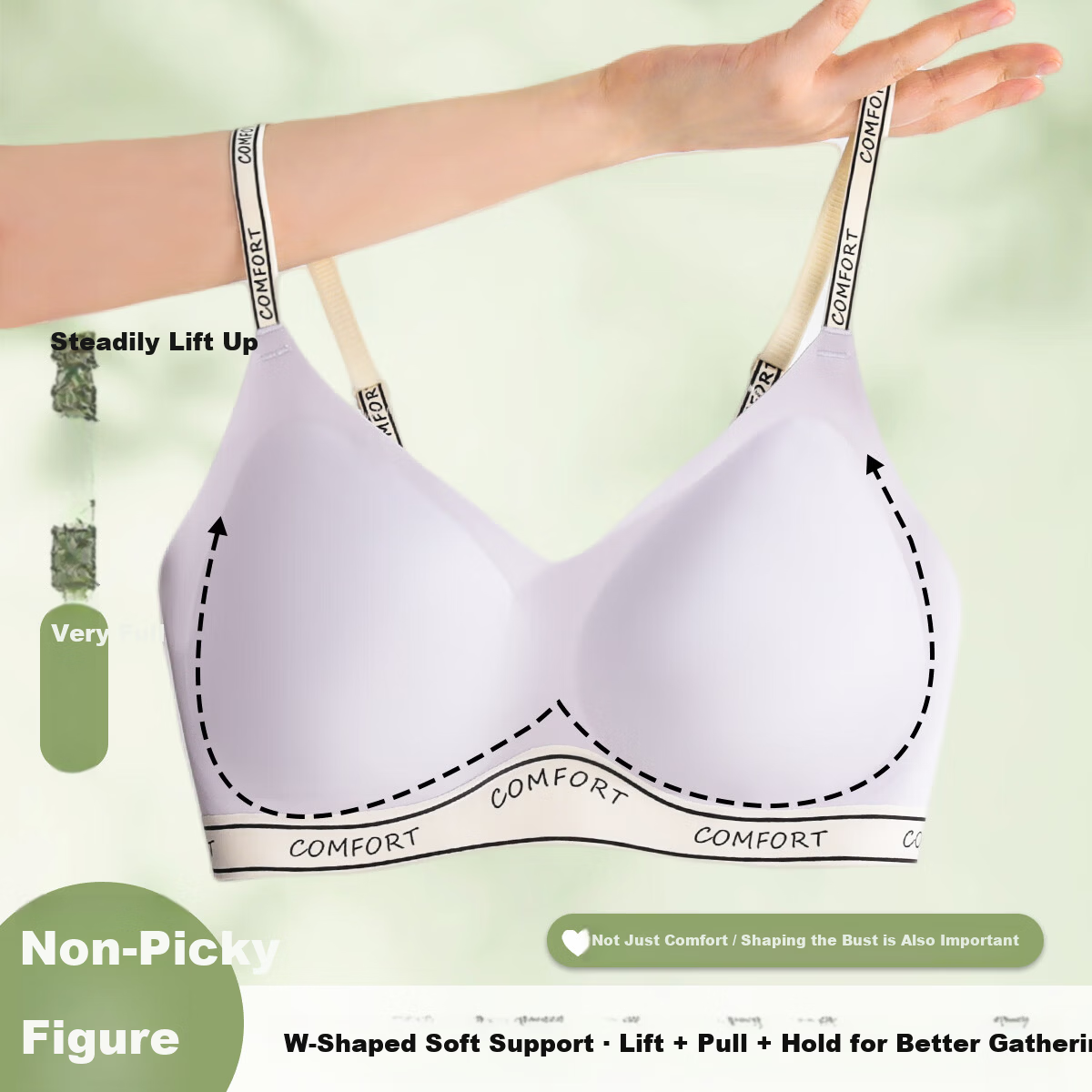 Hodo Ice Silk Seamless Off-Shoulder Strap Wireless Bra for Women, Large Bust Minimizing, Small Bust Enhancing, Versatile Tank Top Style