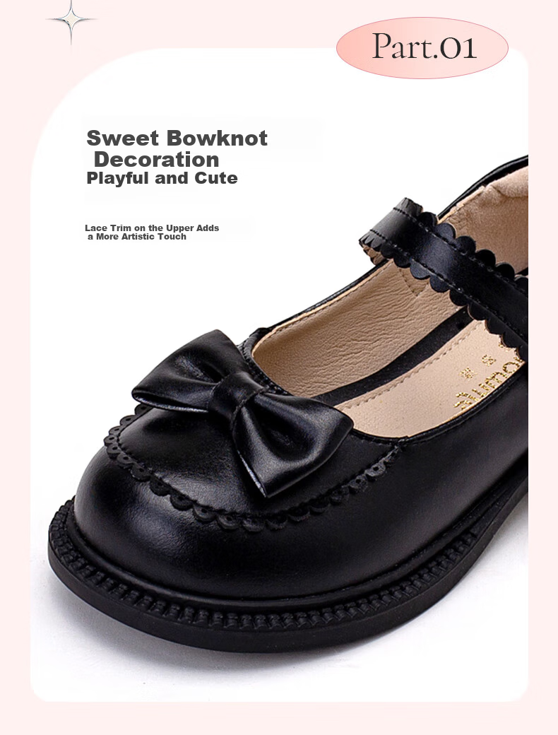 Follow Me Girls' Leather Shoes Spring And Autumn Fashion Soft-Soled Flats Sweet Breathable Princess Shoes for Little Girls Beige Size 27 6