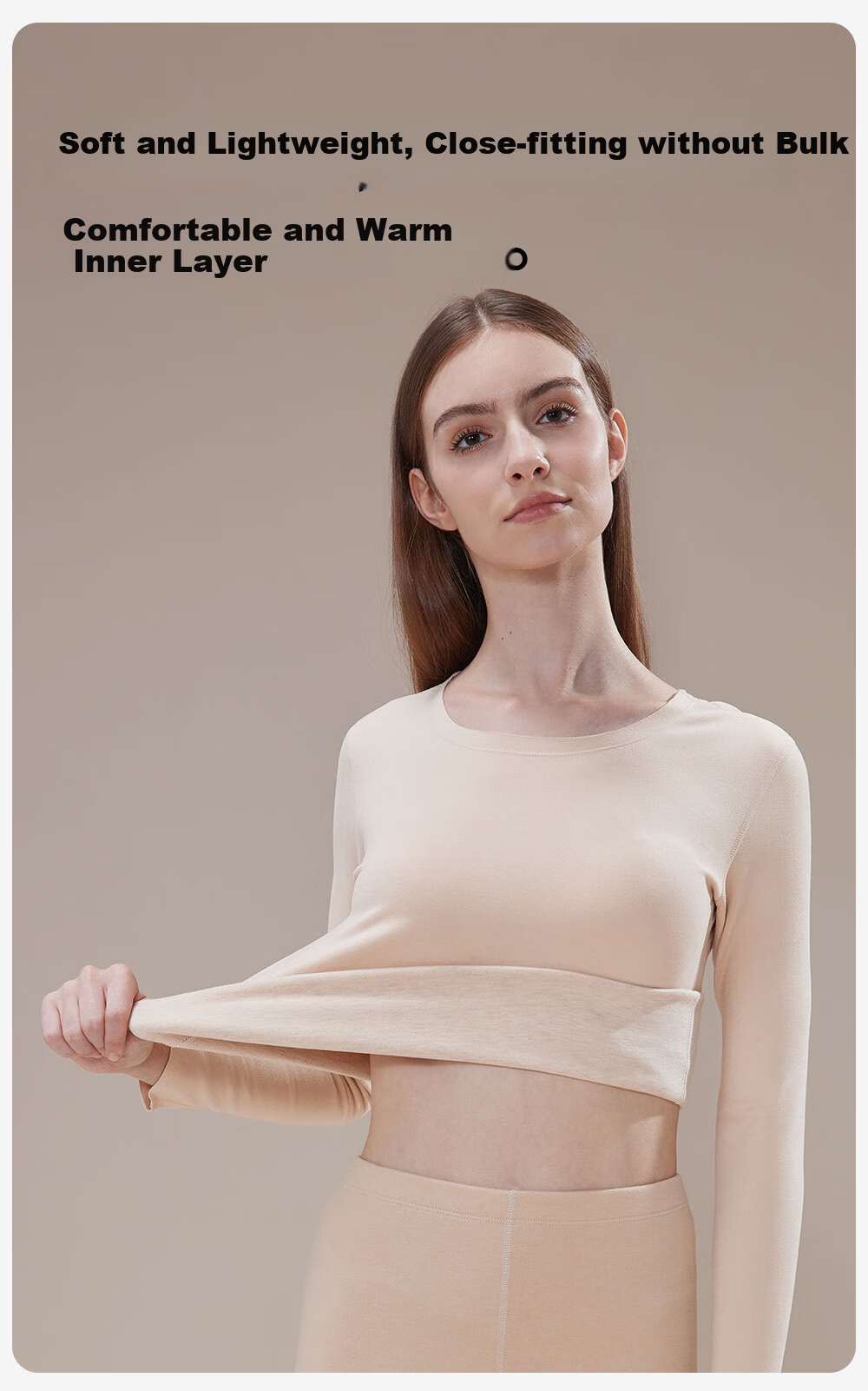 Urban Beauty [Down and Silk] Women's Thermal Underwear Autumn Winter 7A Antibacterial German Velvet Anti-Static Top and Bottom Set 6