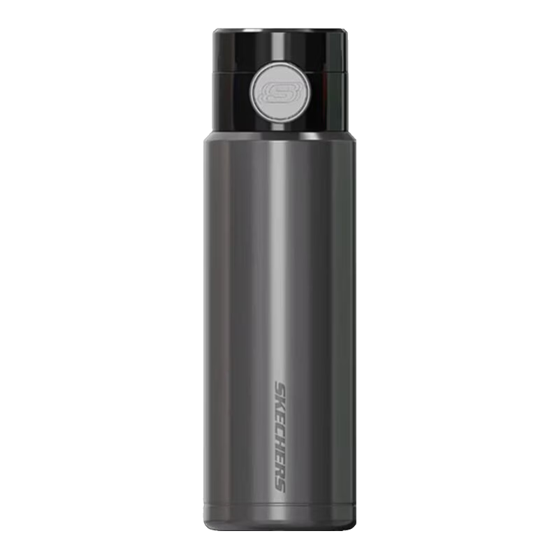 Skechers Yueyan Light Drink Cup 316 Stainless Steel Tritan Drinking Spout One-Button Flip Lid Insulated Mug Obsidian Gray 510ml