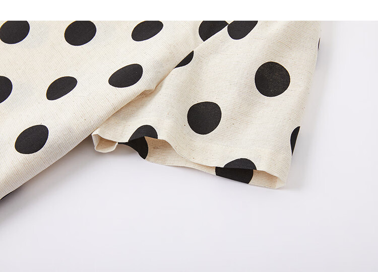 Demana [Linen Cotton Blend] Summer Vintage Urban Colorblock Crew Neck Polka Dot Print Loose Slimming T-Shirt for Women Premium 14