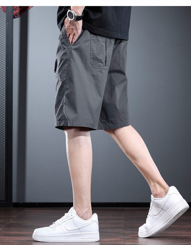 JEEP Men's Summer Ice Silk Workwear Cargo Shorts Loose Casual Outdoor Pants Wine Red XL 12