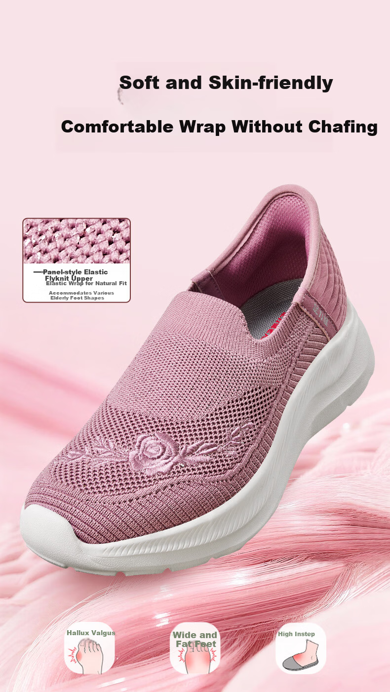 Zulijian Elderly Soft Sole Casual Walking Shoes Holiday Gift Rose Mom Shoes 26116010T Lotus Pink Women Size 36 8