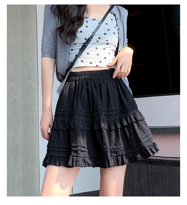 Langsha White Short Skirt for Women Spring Summer Slim Fit Patchwork Cute Anti-Exposure Ballet Style A-Line Puffy Cake Skirt 22
