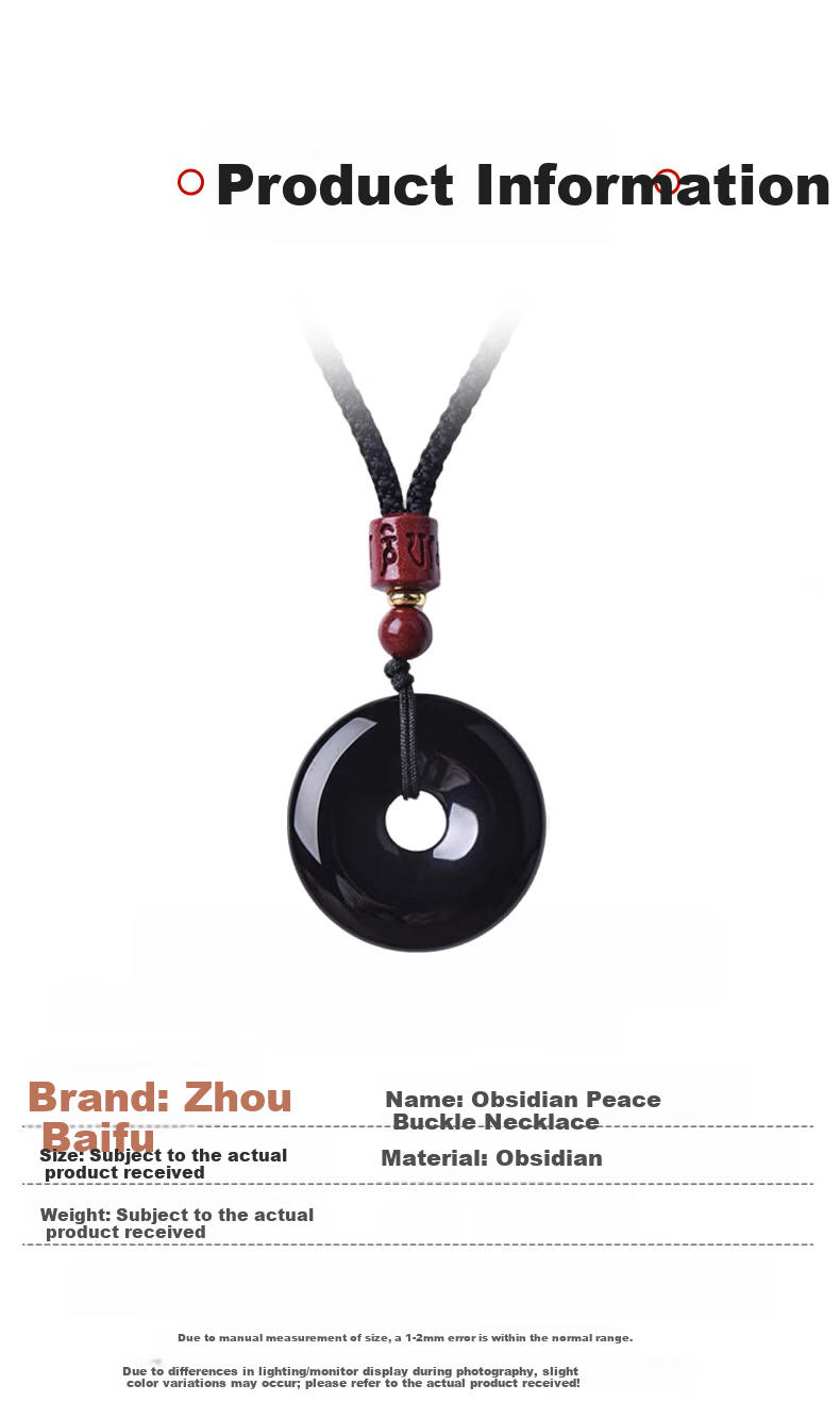 Chow Tai Fook Obsidian Necklace Unisex Luxury Six-Character Mantra Pendant 520 Birthday Gift for Girlfriend 7