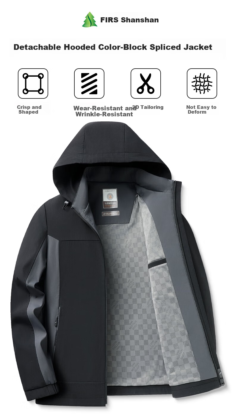 Shanshan Anti-Wrinkle Men's Jacket Spring and Autumn New Business Casual Short Workwear Hooded Coat for Middle-aged and Young Fathers 1