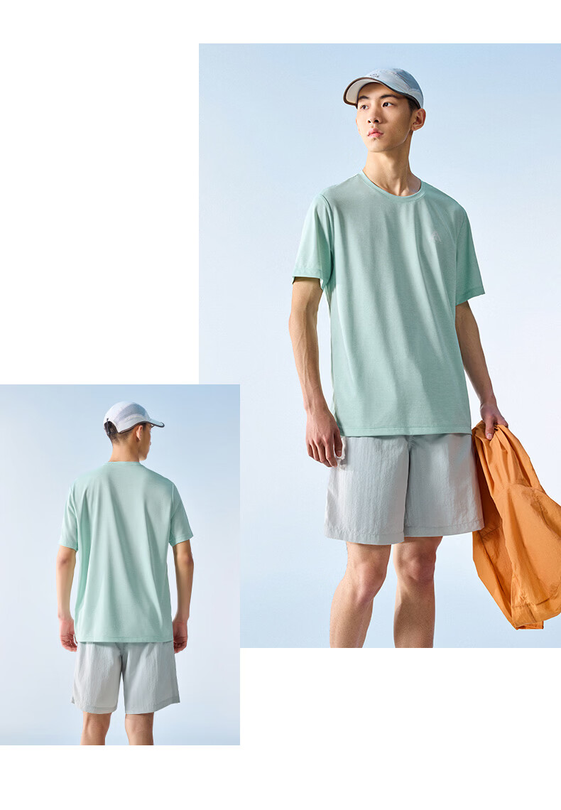Anta Outdoor Quick-Dry Sports Short Sleeve T-Shirt Men Summer New Solid Color Breathable Trendy Knit Base Layer Top 25