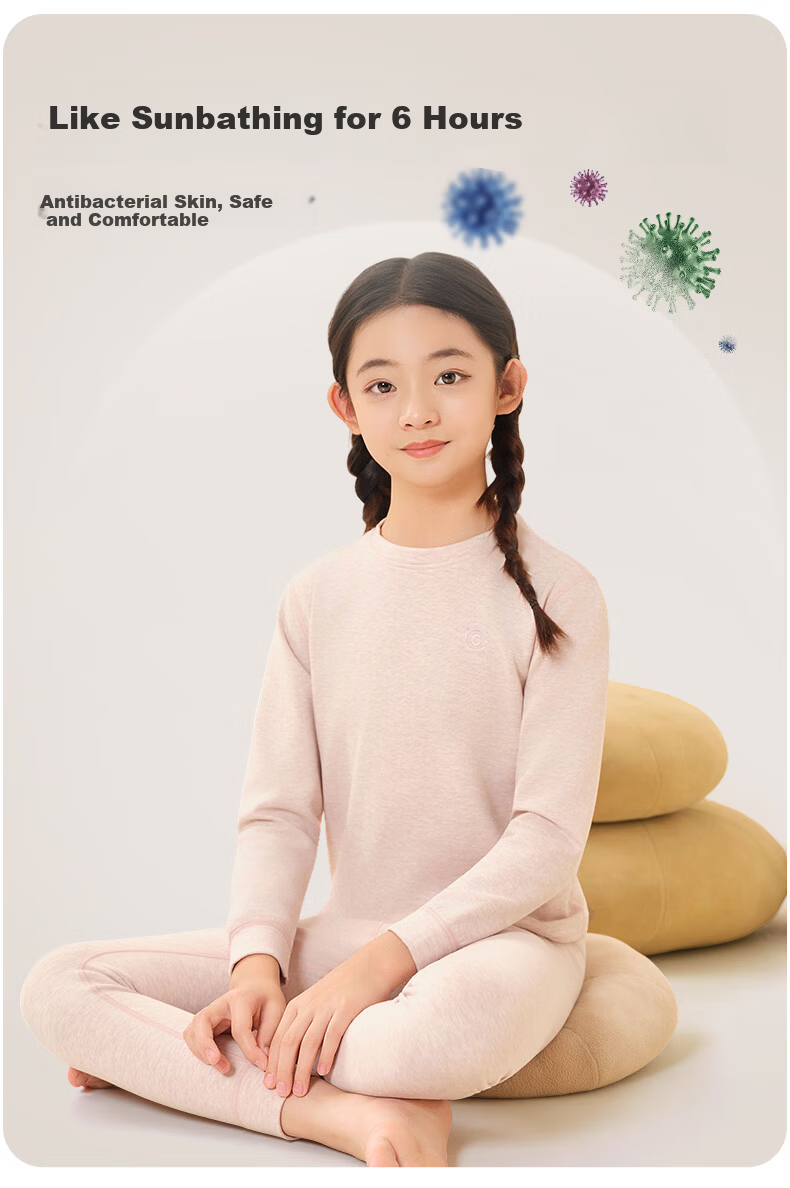 Hodo Children's Wool and Silk Thermal Underwear Autumn Clothes Pants School Uniform Warm Set Gray 160 3
