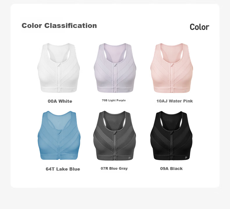 YVETTE High-Impact Sports Bra Women Front Zipper Yoga Fitness Underwear E100666A08 12