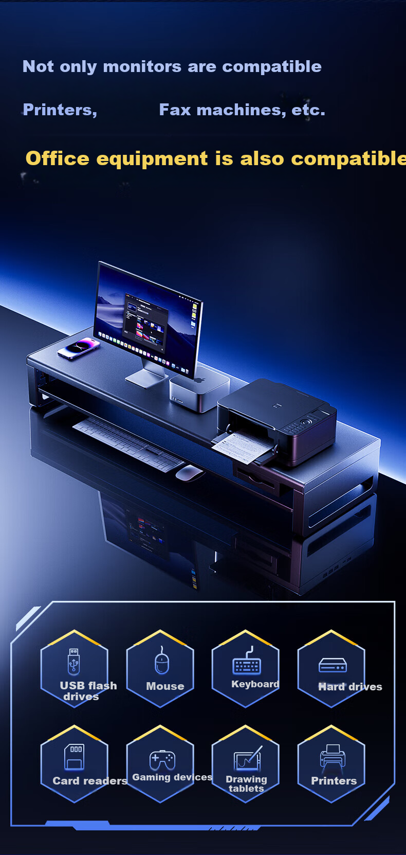 Sonaimo Monitor Riser Dual-Layer Desktop Stand Multifunctional Screen Elevation Base with USB 3.0 Hub 6