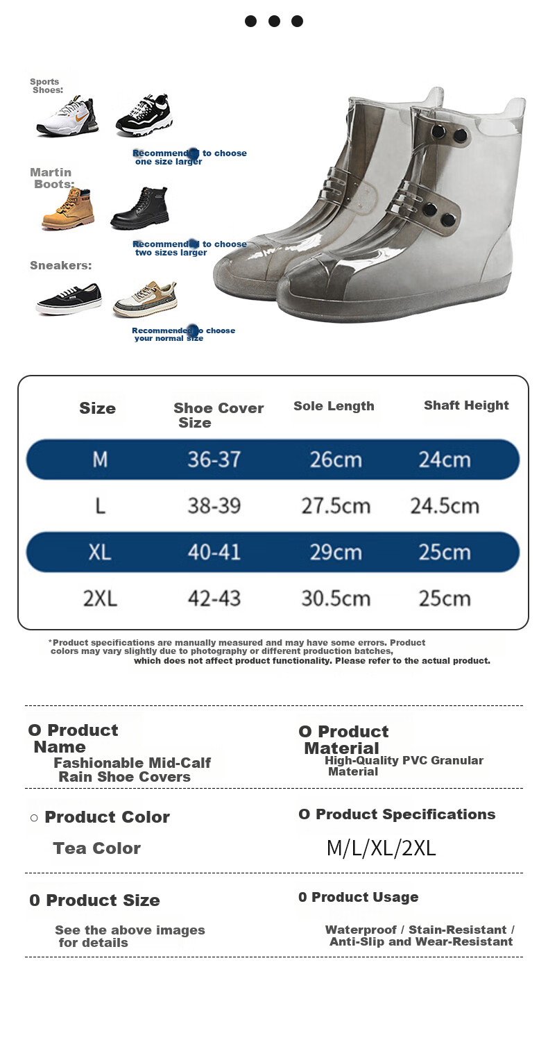 Lelandi Waterproof Rain Shoe Covers Thickened Wear-Resistant Non-Slip Rain Boots for Men and Women Size 36/37 L1150 9