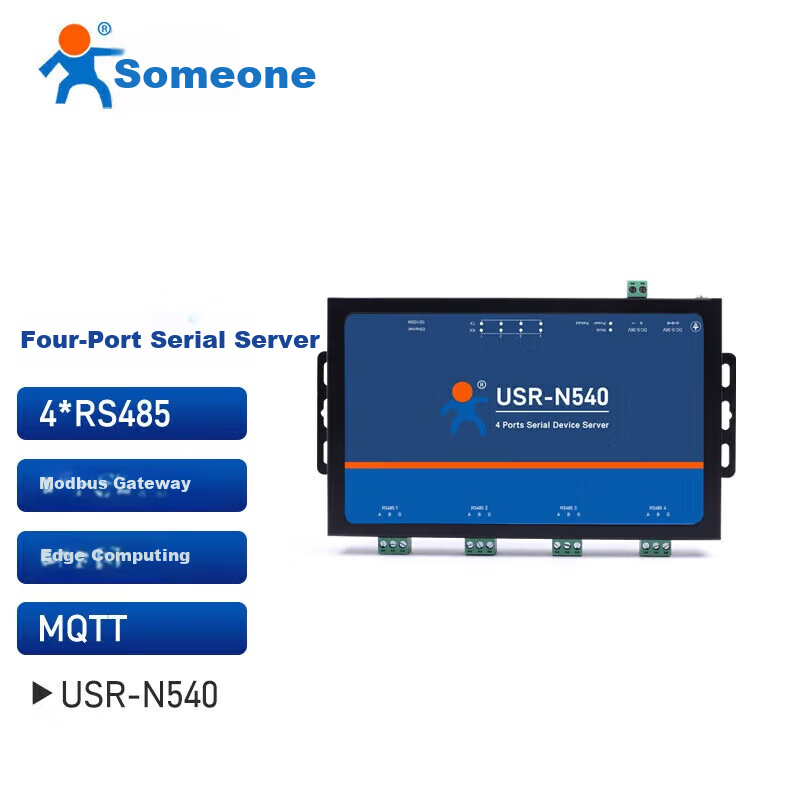 Industrial Grade Serial Server Single Port 2 Port 4 Port RS232/422/485 to Ethernet Modbus Gateway N5X0 Four Serial Port USR-N540-H7-4 Network Accessory