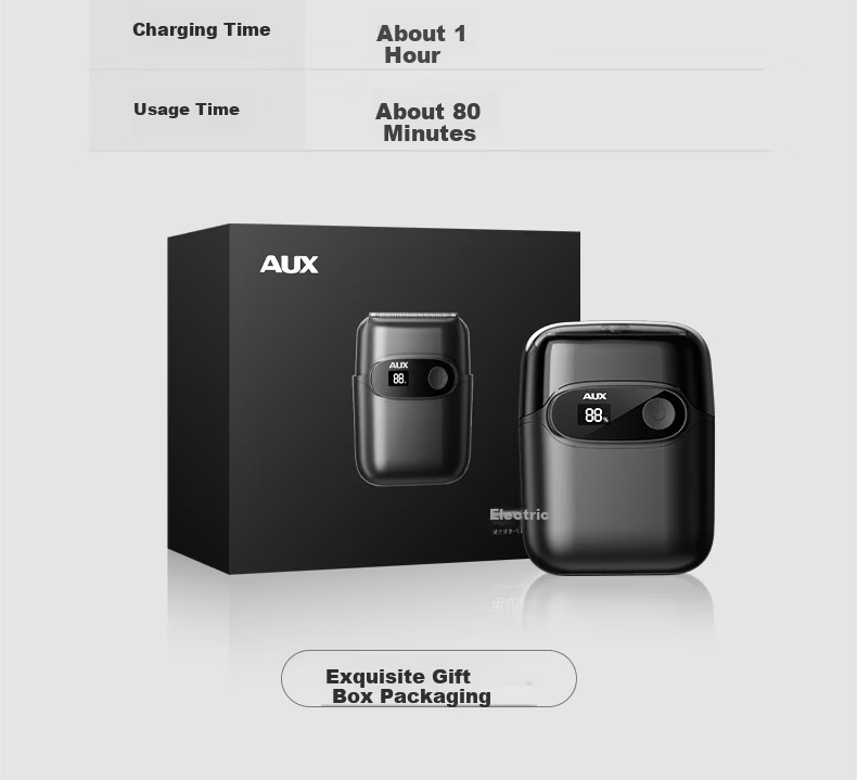 AUX Portable Palm-Sized Reciprocating Electric Shaver for Men, Compact Electric Razor, Travel-Friendly Beard Trimmer, Men's Gift 18
