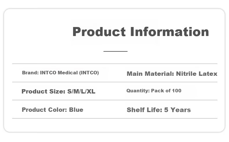 INTCO Disposable Nitrile Gloves Labor Protection Industrial Thickened 100pcs Blue Extra Large XL 1