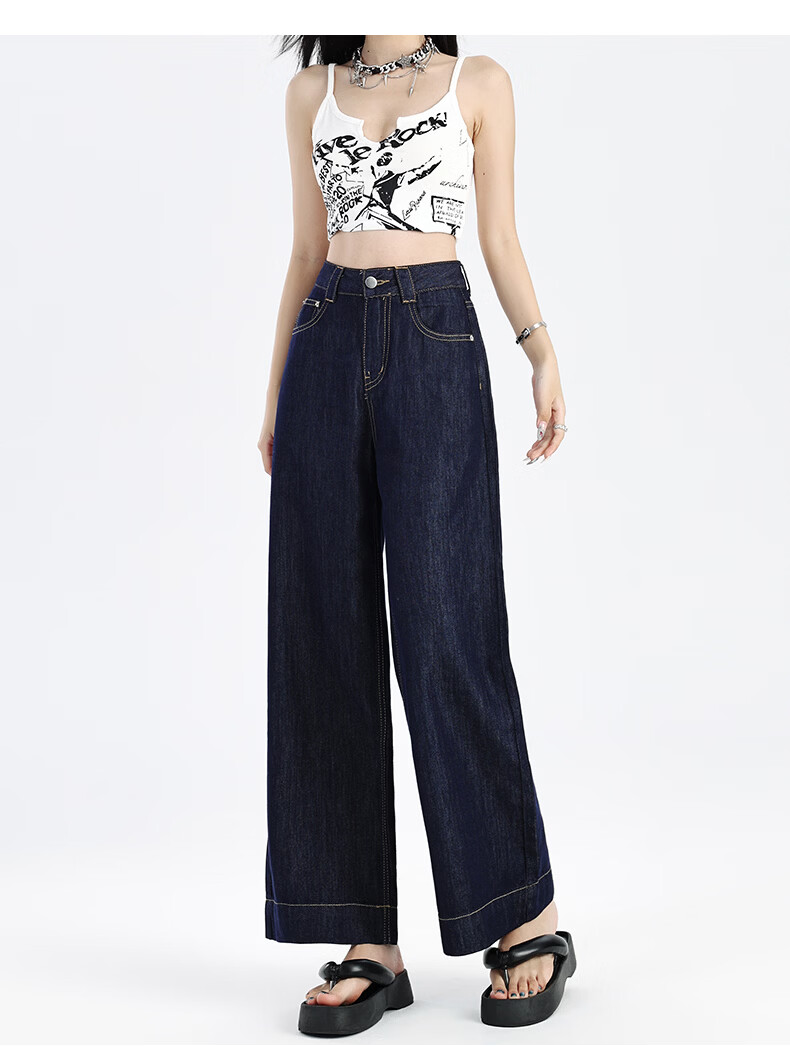 Pierre Cardin Jeans for Women, Summer High-Waisted Loose-Fit Slimming Lyocell Casual Straight-Leg Versatile Cropped Pants, Vintage Blue M 32