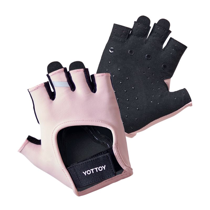 Yottoy Fitness Gloves for Men And Women, Sports Cycling Half-Finger Non-Slip Anti-Callus Pull-Up Equipment Training Gloves, Rosewood Pink M
