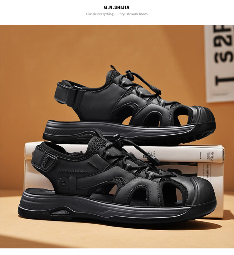 Bull Family Baotou Men's Summer Outdoor Breathable Mesh Soft Sole Versatile Creek Shoes Men's Beach Sandals 22