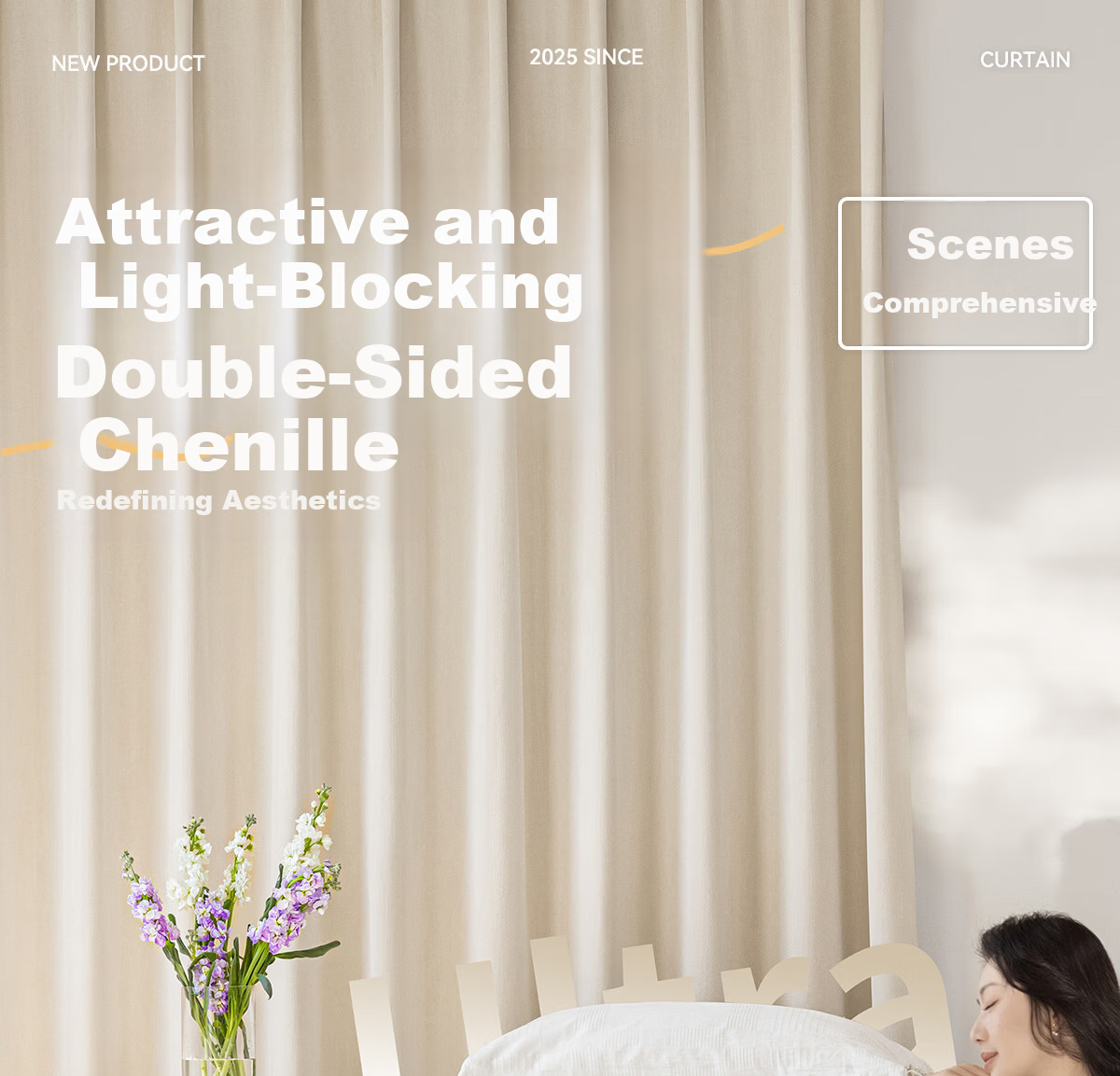 Golden Cicada Home Blackout Double-Sided Chenille Curtains Hooked Cream Color 270x250cm 3