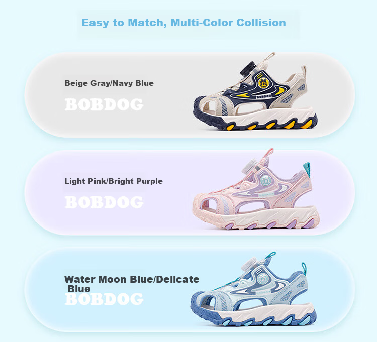 Babu Bean Kids Lightweight Breathable Children's Sandals Boys Summer Beach Shoes 105552087 Beige Gray/Navy Blue Size 34 1