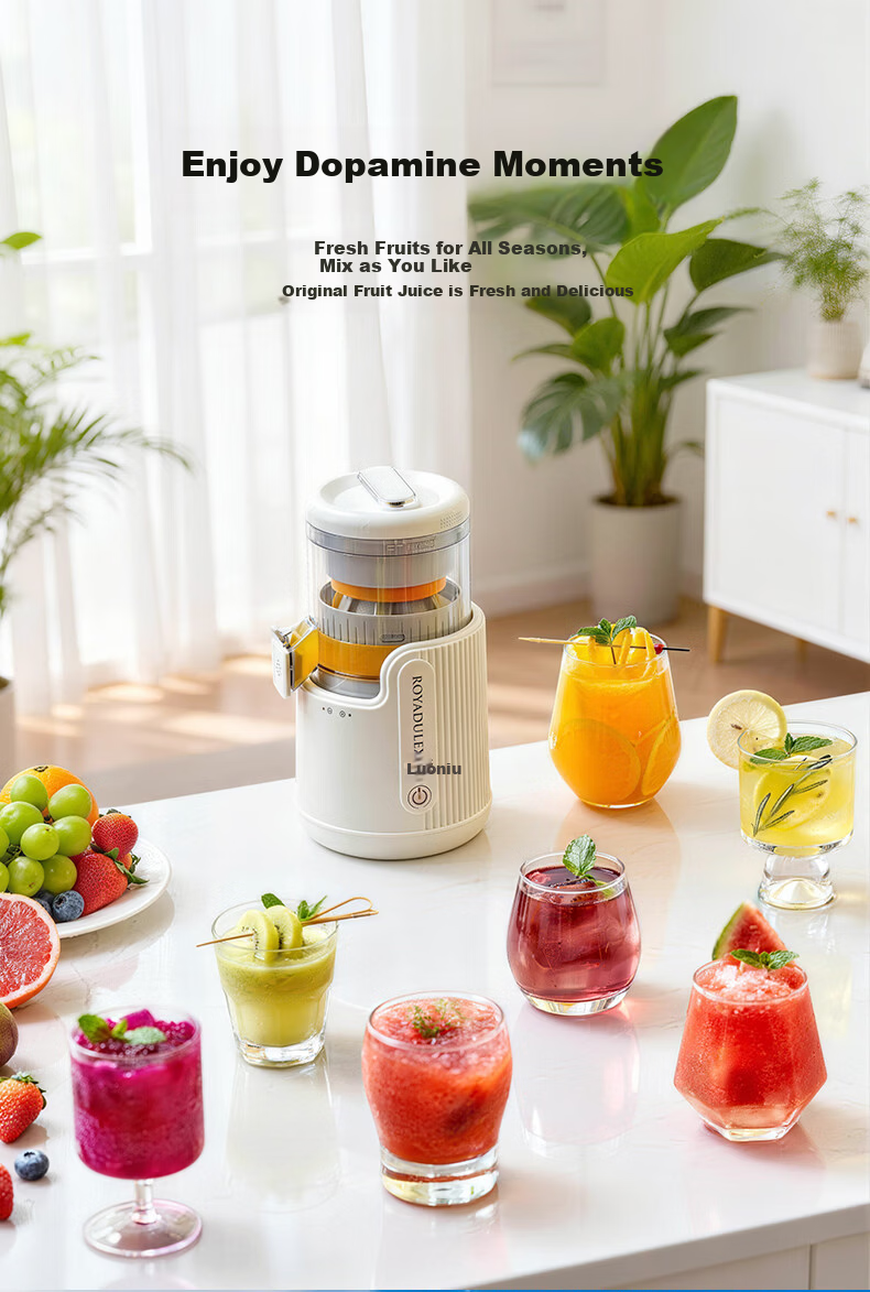 Loya Juicer Pulp Separation Fully Automatic Small Household Juicer Electric Orange Juicer Portable Wireless No-Filter Press Juicer White (Double Screw Press) 11