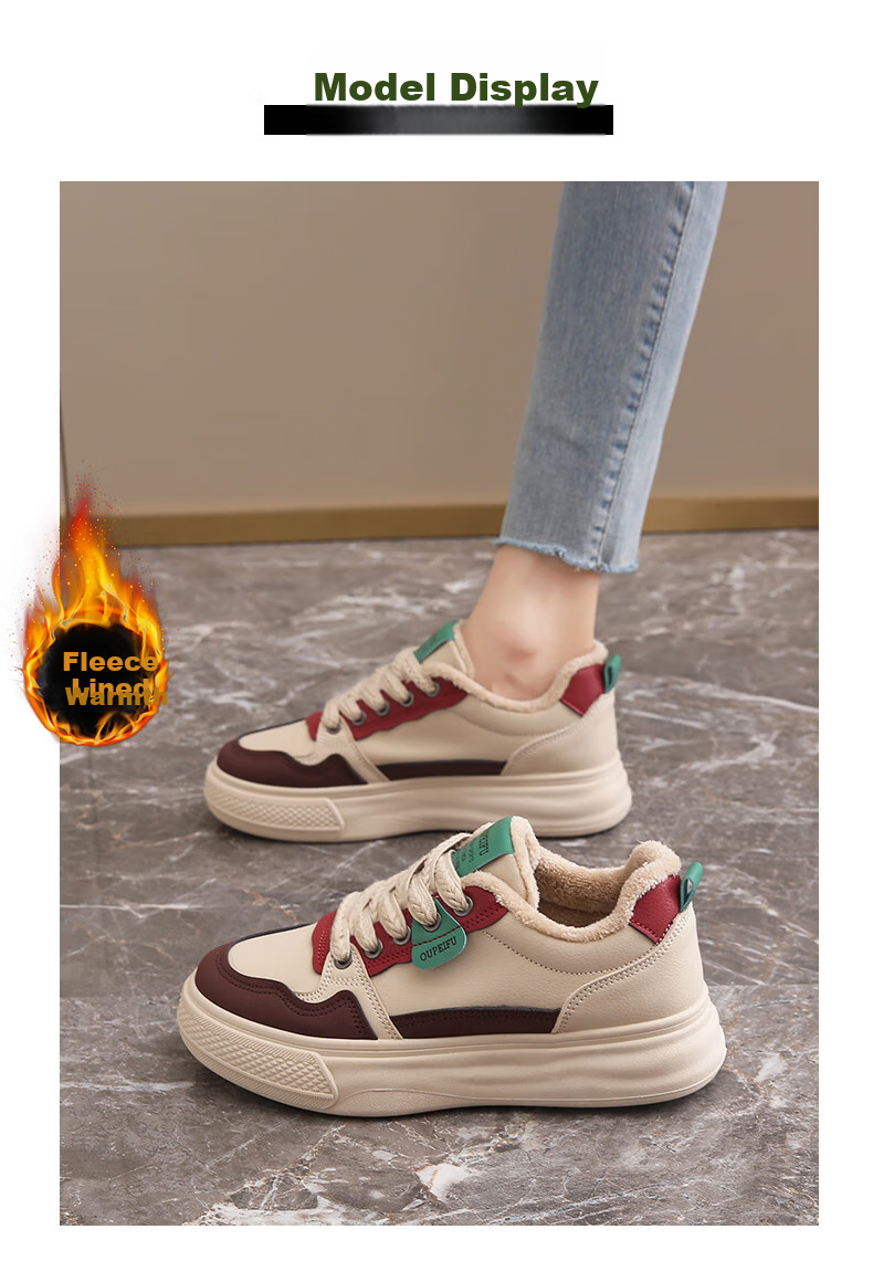 CARTELO Women's Casual Winter Fleece-Lined Sports Shoes Warm Cotton Sneakers for Pregnant Women 1668 Red Size 40 13