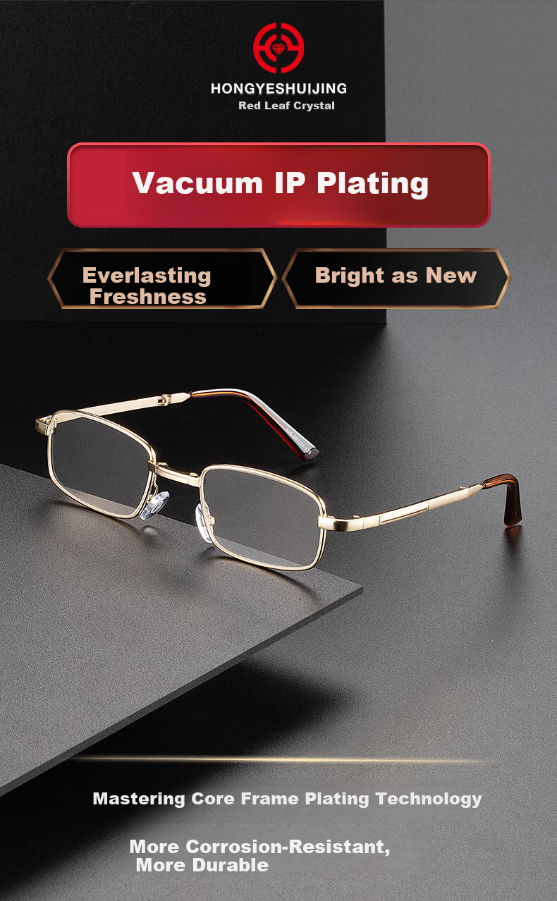 HONGYE Crystal Reading Glasses HD Portable Folding Unisex Stone Frame Lightweight Middle-aged and Elderly Glasses East China Sea Qixi Festival 7