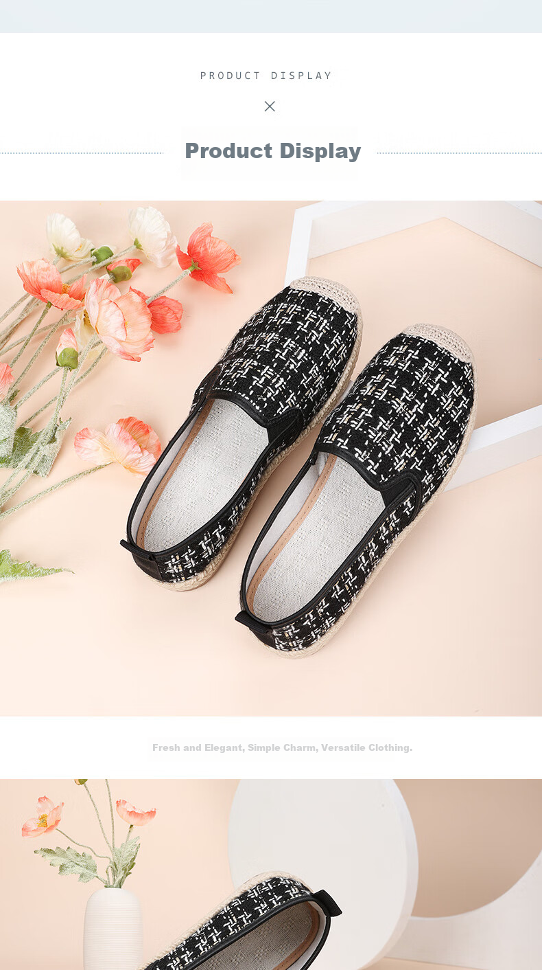 BUSHEYUAN Women's Slip-On Flat Breathable Old Beijing Cloth Shoes for Middle-Aged and Elderly Moms 430-7080 Black Size 36 10