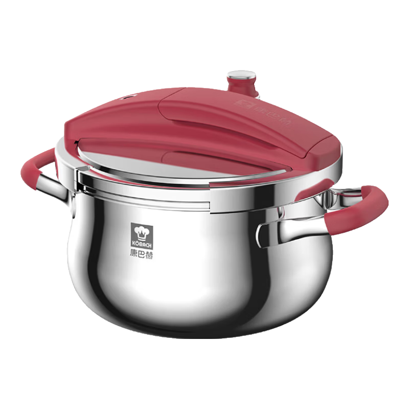 KOBACH Pure Titanium Pressure Cooker 5.8L Small Fast Cooking Explosion-Proof Stove Universal 22cm (Red)