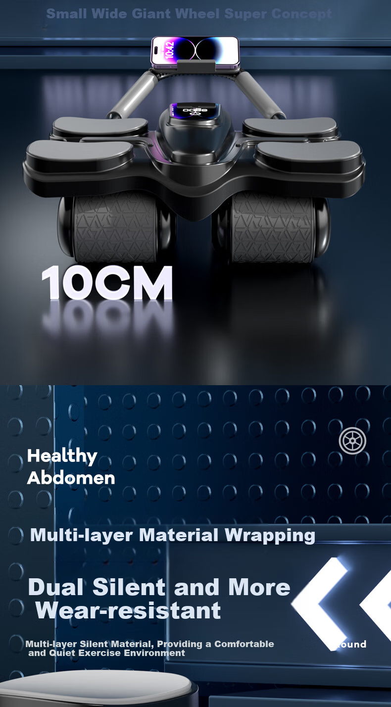 Mdikawe Ab Wheel Automatic Rebound Sit-Up Aid Abdominal Muscle Roller with Assistance for Crunches Fitness Equipment 2026 New Black 10