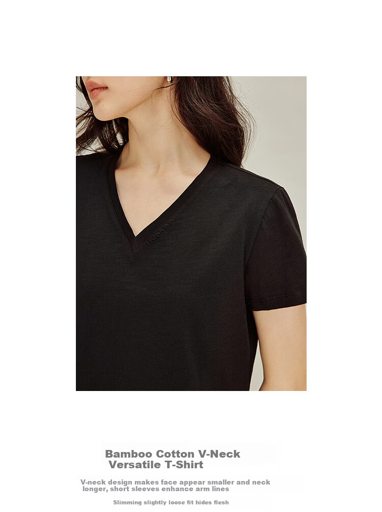 INMAN Casual Fitted Crew Neck Short Sleeve T-Shirt 26 Summer Women's New Solid Color Inner Top White M 21