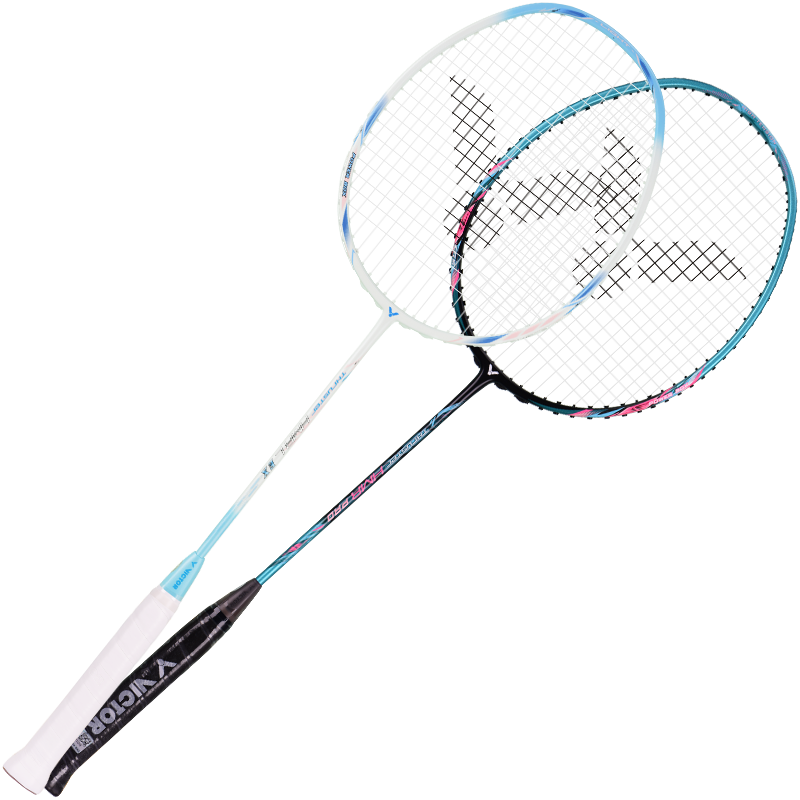 VICTOR TK-HMR Cloud Peak White + Turquoise Green 4U Badminton Racket Set Pre-Strung with Grip