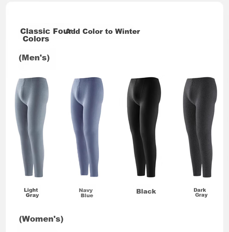LangSha Men's Thermal Underwear Wool Silk Adjustable AB Side Comfortable Breathable Antibacterial Heating Thin Base Layer Pants Winter 24