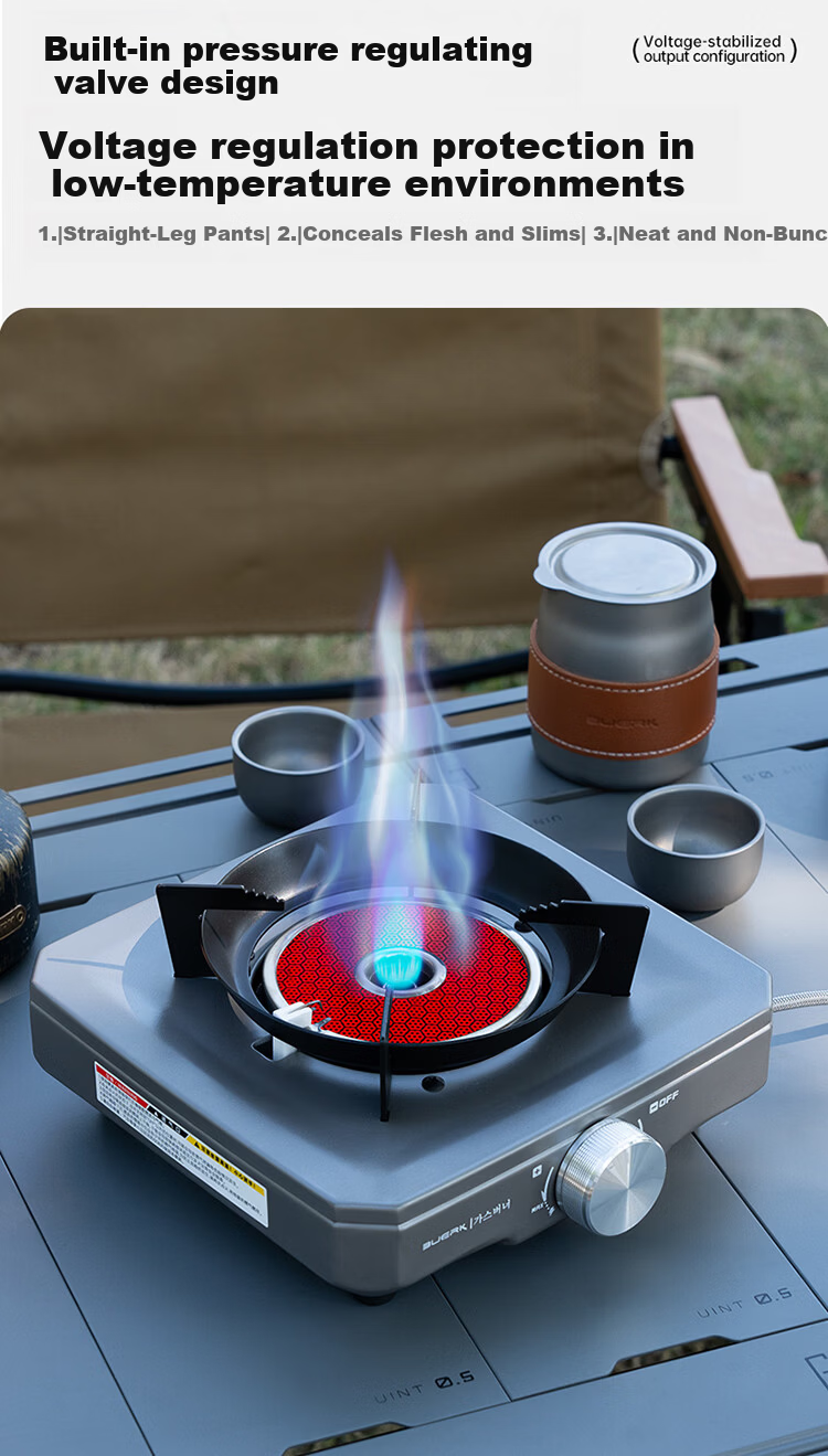 BUERK New Stable Pressure Cassette Stove Portable Outdoor Split Gas Tea Cooking Stove Camping Equipment Black 9kW 3