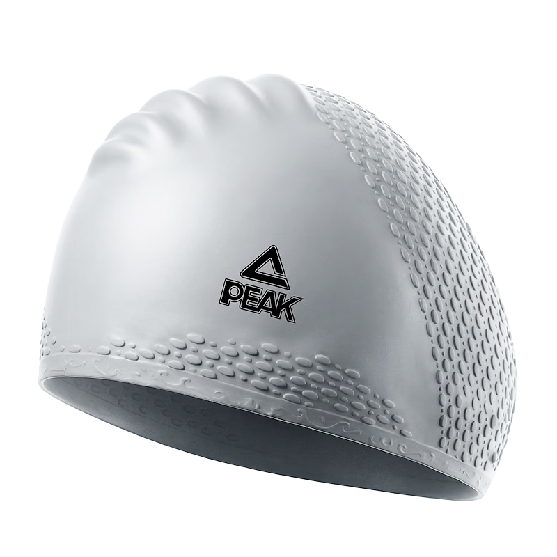 PEAK Adult Silicone Swim Cap, Waterproof, Ammonia-Resistant, Highly Elastic, Comfortable, Non-Binding Swimming Cap, Silicone Swim Cap, Gray
