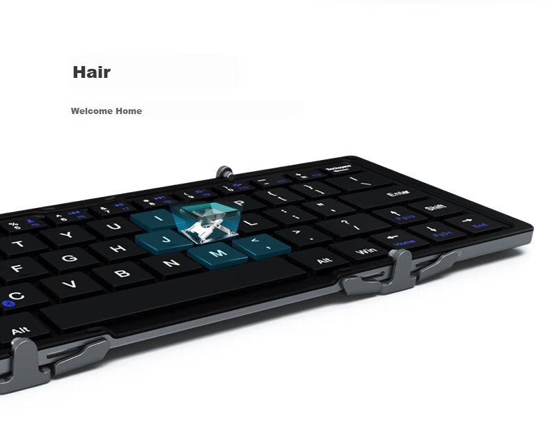 B.O.W Hangshi HB199 Foldable Bluetooth Keyboard Compatible with Apple iPad, Android, Huawei, Xiaomi Phones, Universal Silent Wireless Mini Portable Rechargeable Keyboard, Black Gray 6