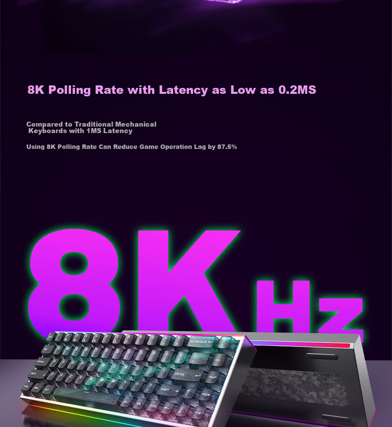 Hyeku MAG68 Magnetic Axis Custom Mechanical Keyboard Wired Hot-Swappable Aluminum Alloy 68-Key Kailh Glutinous Rice Switch Aurora RT Mode 7
