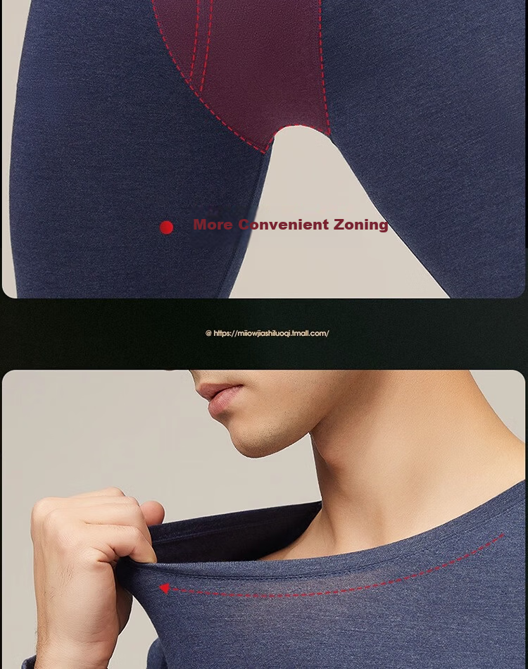 BOPRUIEY Men's Thermal Underwear Set Thin Heated Tight-Fitting Autumn Winter Thermal Shirt and Pants 14