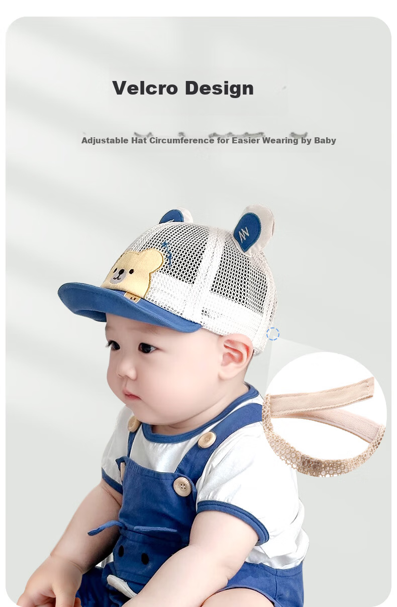 Aibao Baby Hat Spring and Autumn Cartoon Baseball Cap for Kids Outdoor Sunshade Blue Bear T150 16