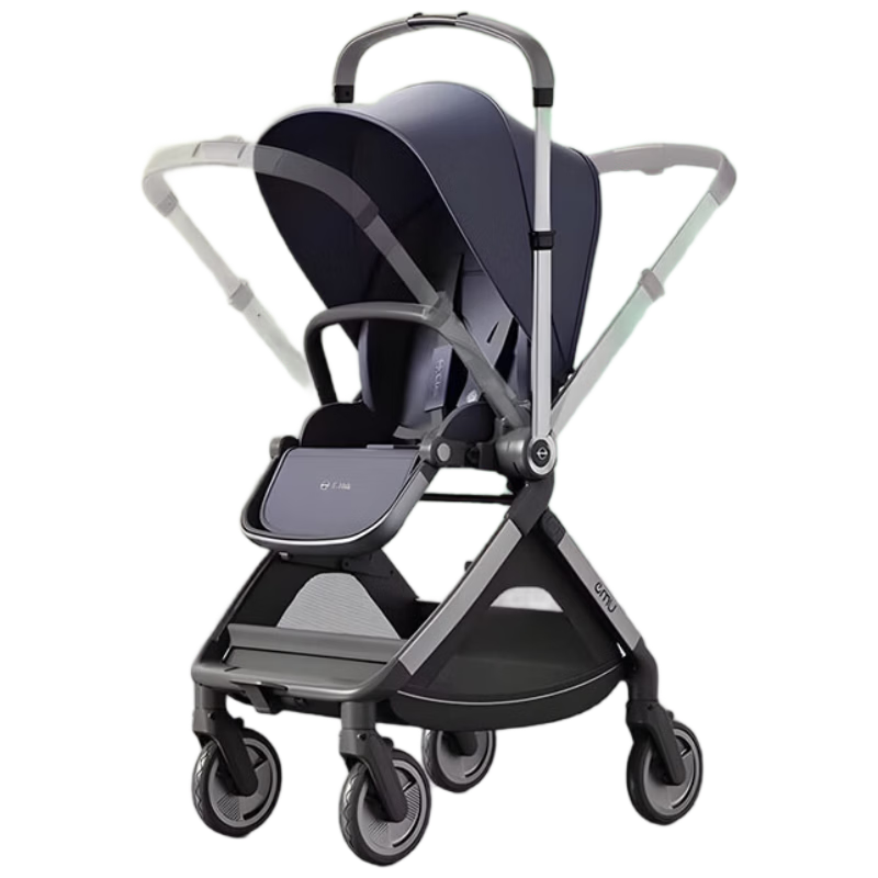 Elittile Stroller for 0-3 Years Old, Foldable, Can Sit Or Lie Down, Shock-Absorbing, High Landscape, Baby Walking Pushchair EMU Pro, Glossy Indigo Blue