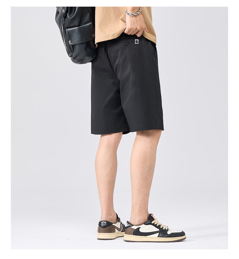 Fingercroxx IT Trendy Minimalist Straight-Leg Shorts Men 2026 Summer Lightweight Casual Five-Point Pants Beige M 18