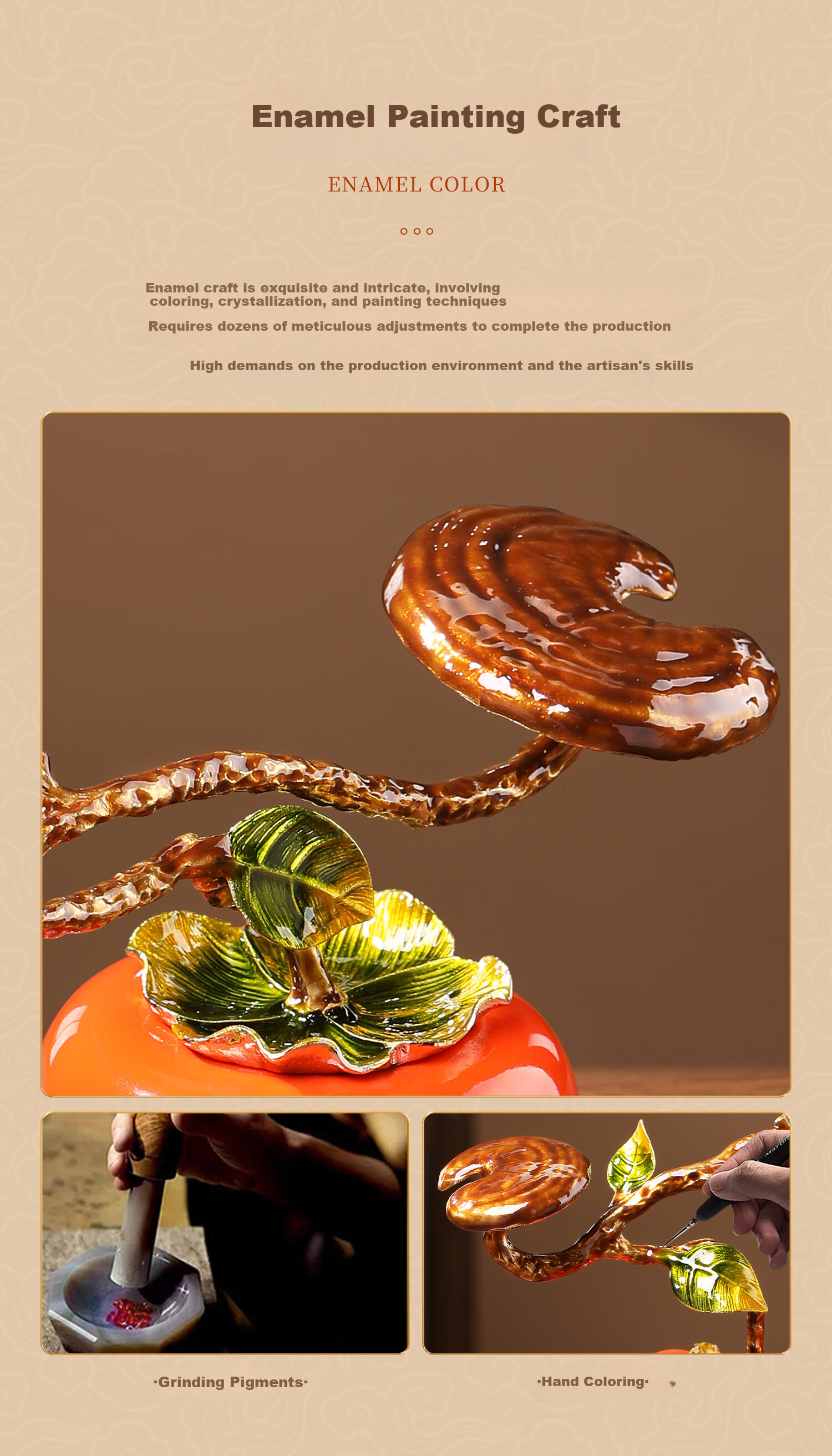 Heshengtang Persimmon Figurine New Chinese Style Light Luxury Enamel Color Housewarming Gift Opening Decoration for Living Room Entrance 3