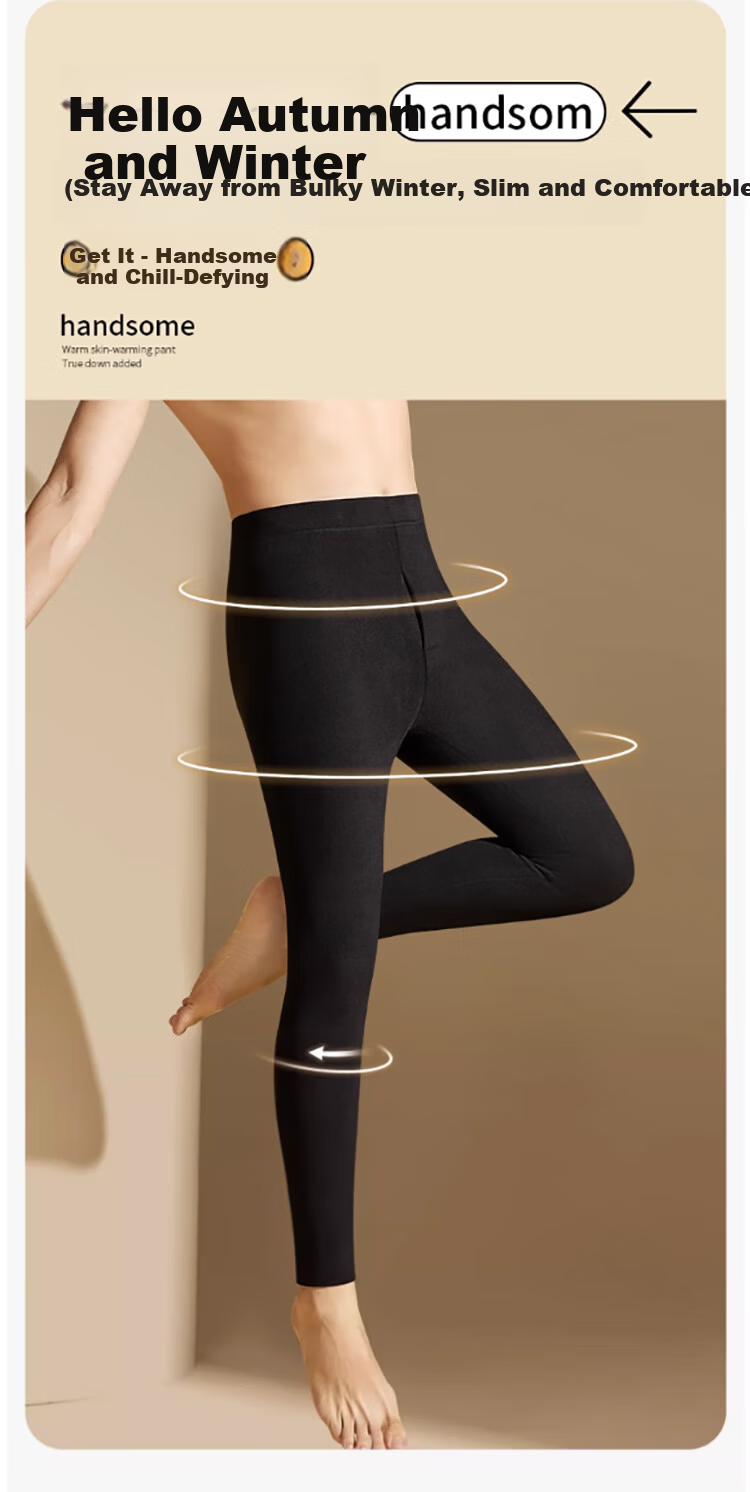 Yalu Wool and Silk Patch Knee Support Warm Pants Men's Thermal Underwear Thin Fleece Plus Size Cotton Wool Knit Base Layer Pants 10