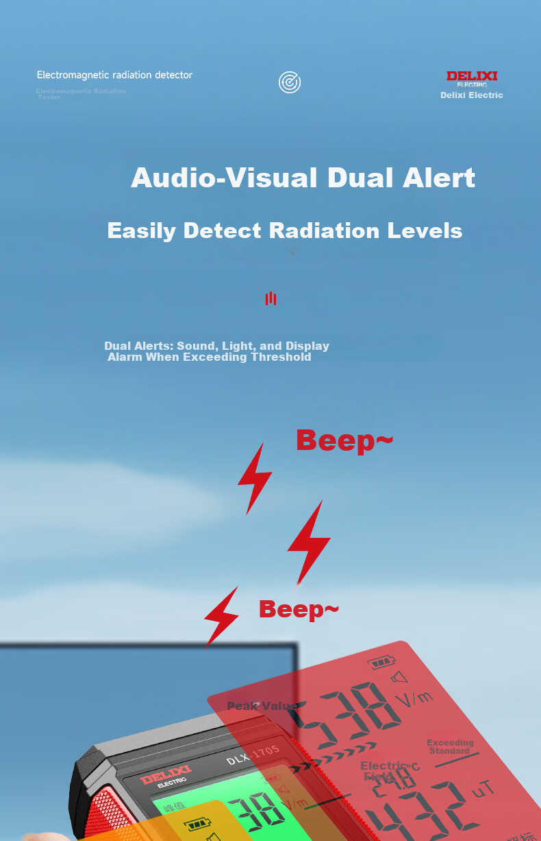 DELIXI ELECTRIC Electromagnetic Radiation Detector High-Precision High-Frequency Electromagnetic Field Microwave Radiation Tester Home Electromagnetic Detector 5