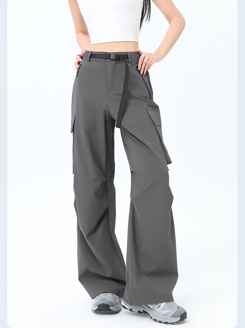 Langsha Women's Outdoor Quick-Dry Work Pants 2026 Summer Straight Loose Wide-Leg Sun-Protective Water-Repellent Casual Military Hiking Pants 24