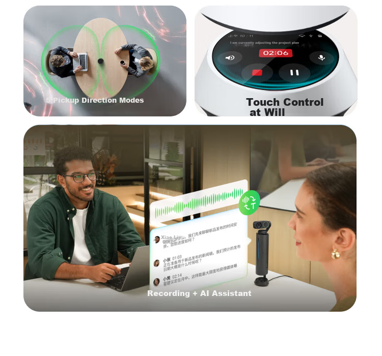 Insta360 Wave AI Omnidirectional Microphone Speaker 360° 5m Pickup Noise Reduction Wireless Bluetooth USB Plug-and-Play Tencent Certified Agile White (Recommended by Luo Yonghao) 3