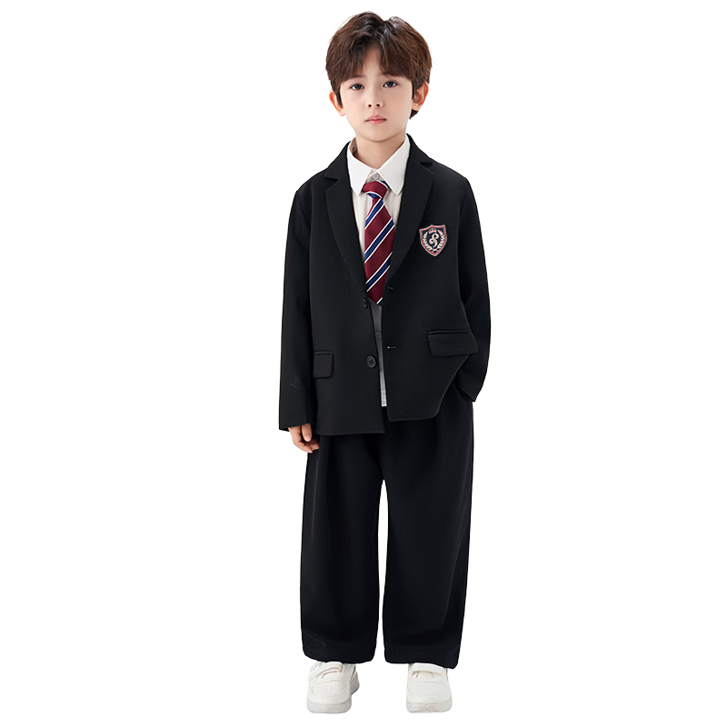 Romon Boys' Suit Set New Stylish British Casual School Style Performance Dress Black 170