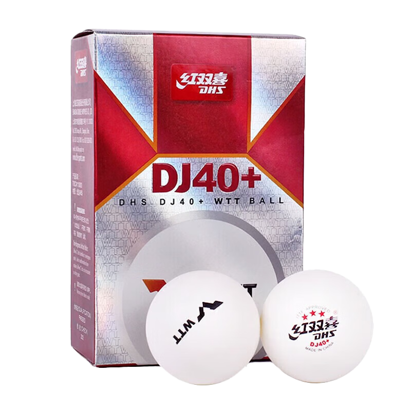 DHS Saitop Three-Star Tournament Table Tennis Ball, 3-Star DJ40+, ITTF WTT, White, Pack of Six