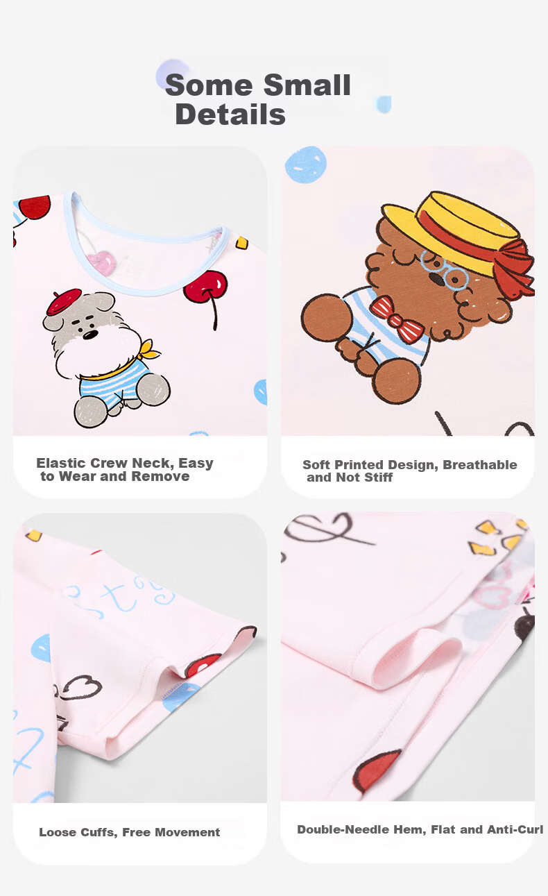 Jiusuibian Miiiiichan Collaboration Children's Nightgown Girls' Spring Summer Lightweight Cartoon Home Dress Big Kids Short Sleeve Dress 6